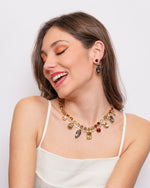 Set coordinato - Collana in Metallo cristalli colorati