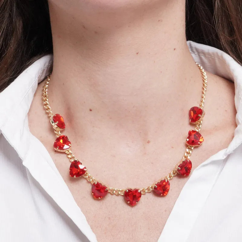 Collana in Metallo cuori rossi
