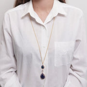 Collana in Metallo goccia blu