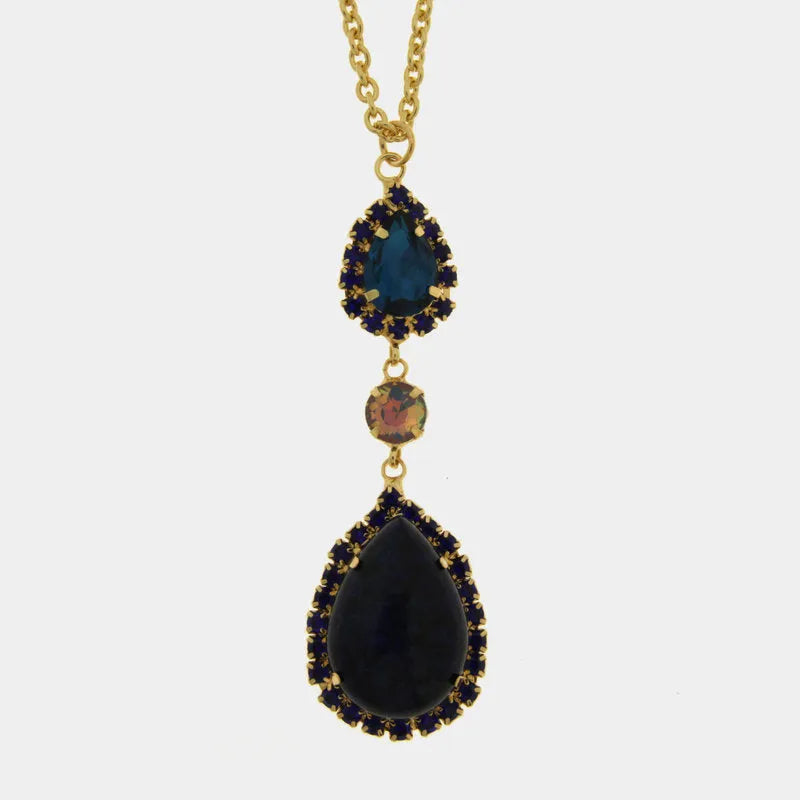 Collana in Metallo goccia blu