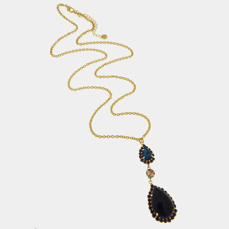 Collana in Metallo goccia blu