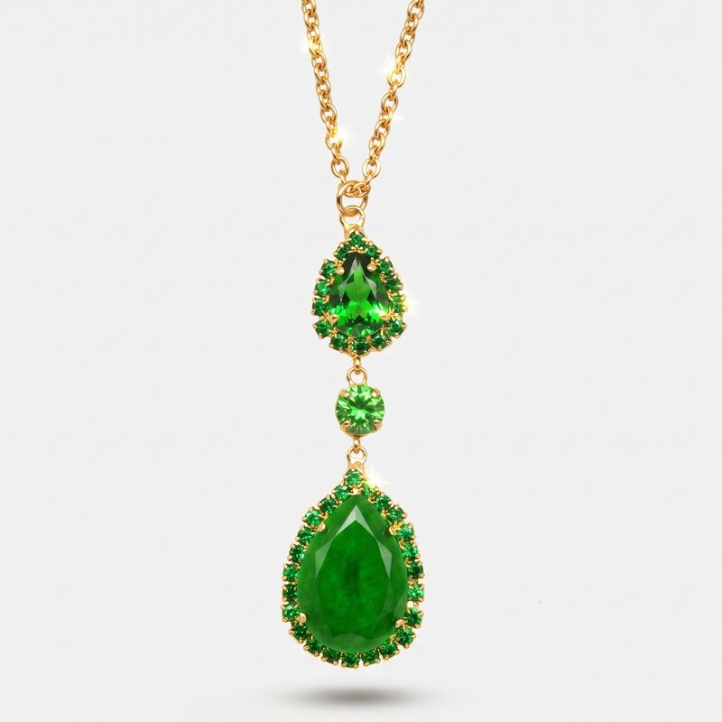 Collana in Metallo goccia verde - BYSIMON gioielli