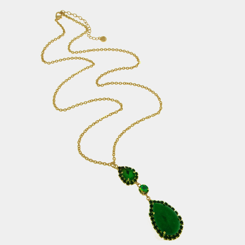 Collana in Metallo goccia verde