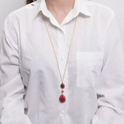 Collana in Metallo goccia rossa