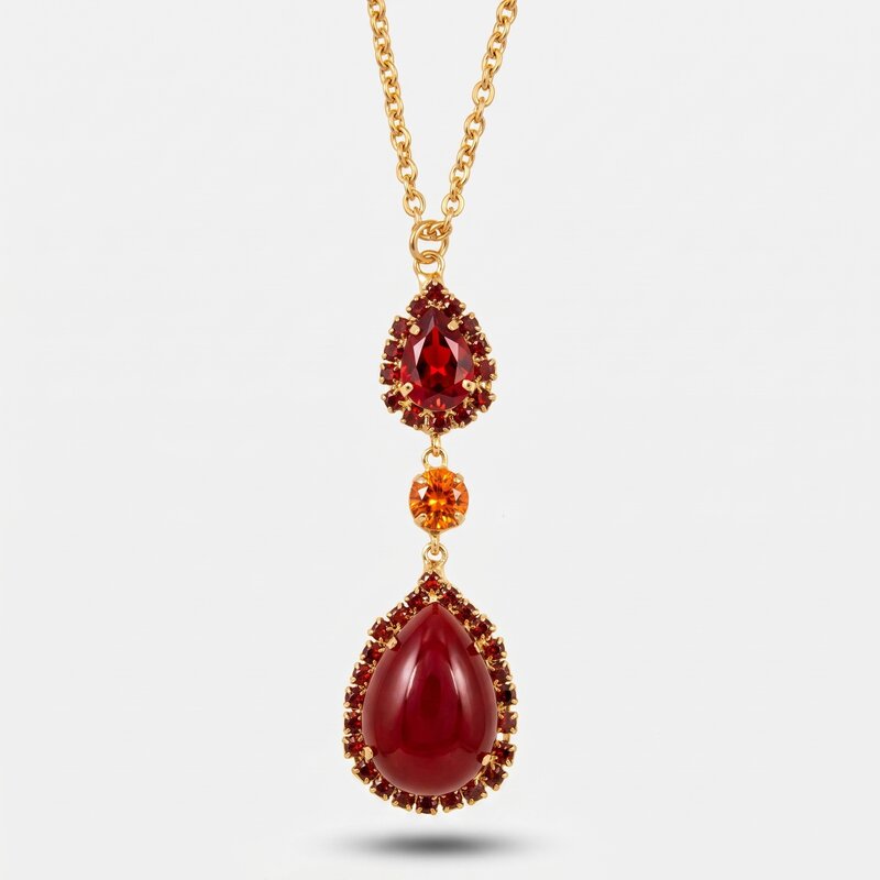 Collana in Metallo goccia rossa - BYSIMON gioielli