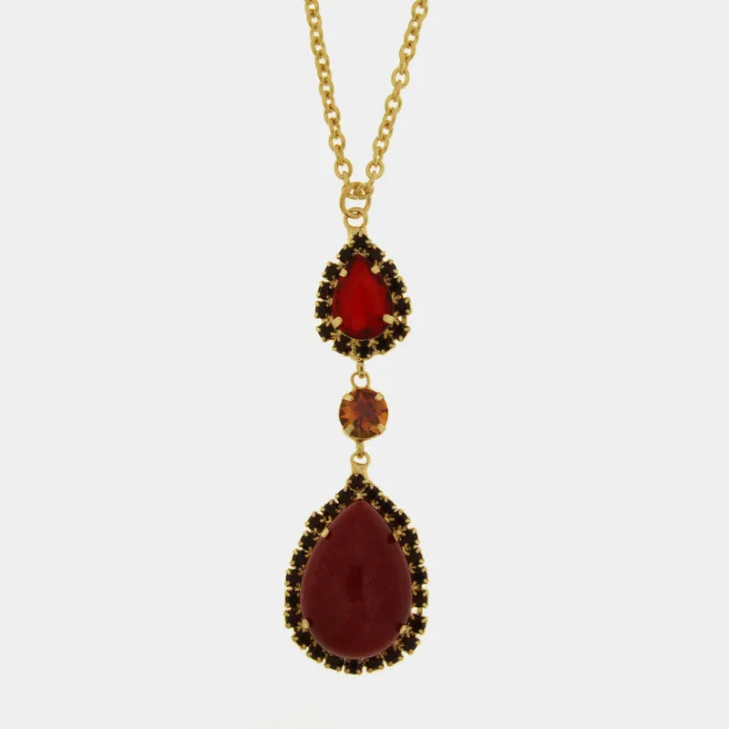 Collana in Metallo goccia rossa