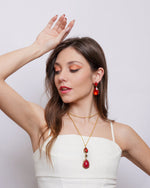 Set coordinato - Collana in Metallo goccia rossa