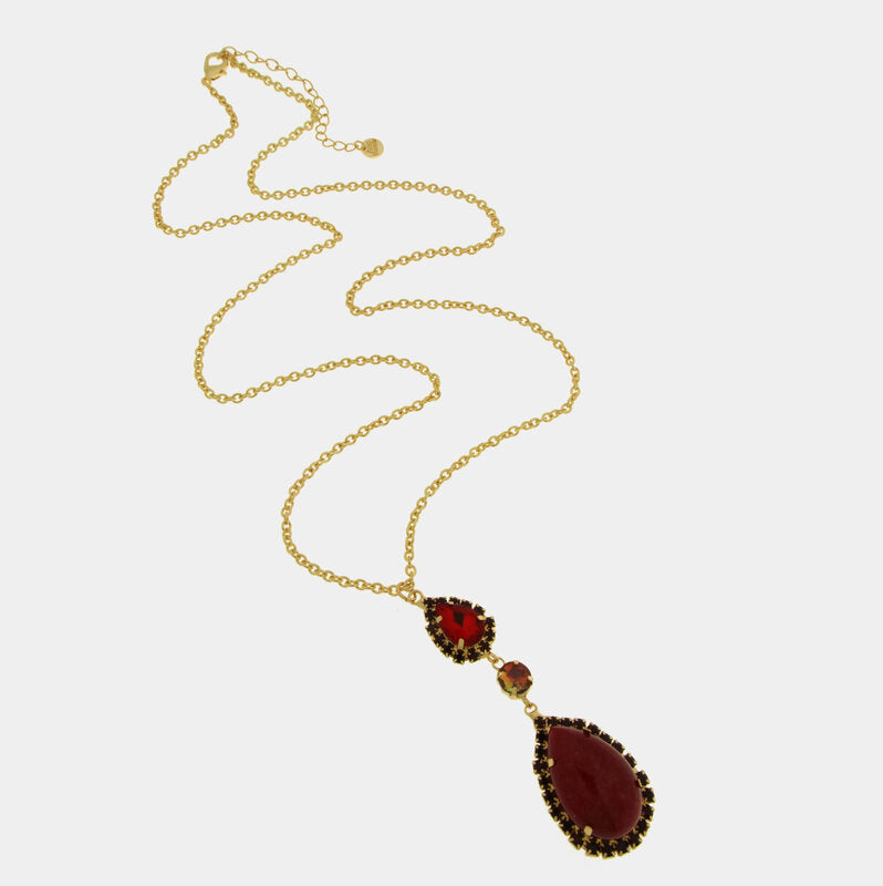 Collana in Metallo goccia rossa