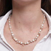 Collana in Metallo cristalli bianchi