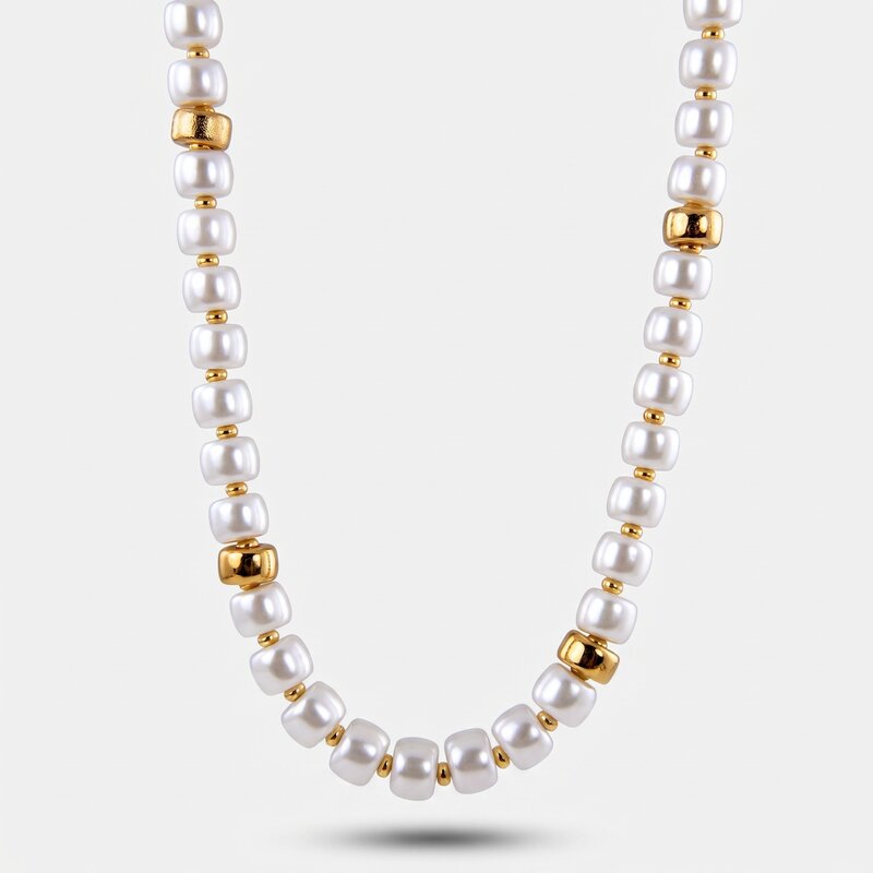 Collana in Metallo sfere bianche - BYSIMON gioielli
