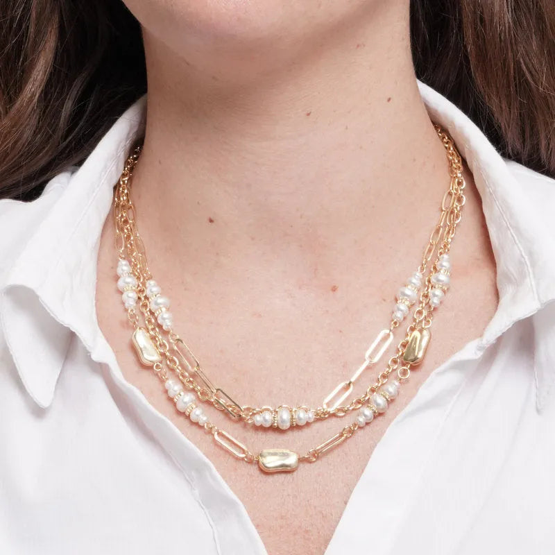 Collana in Metallo multifilo con perle