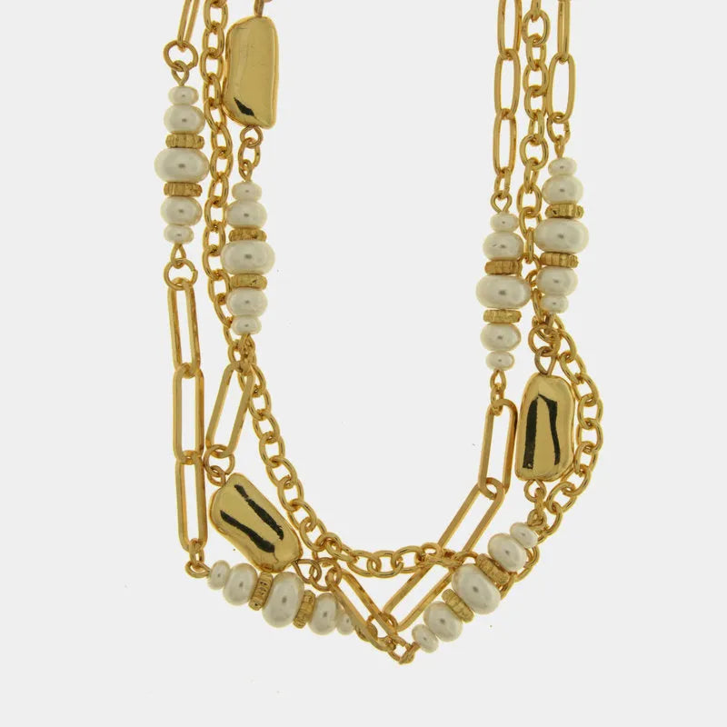 Collana in Metallo multifilo con perle