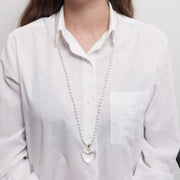 Collana in Metallo cuore trasparente con perle
