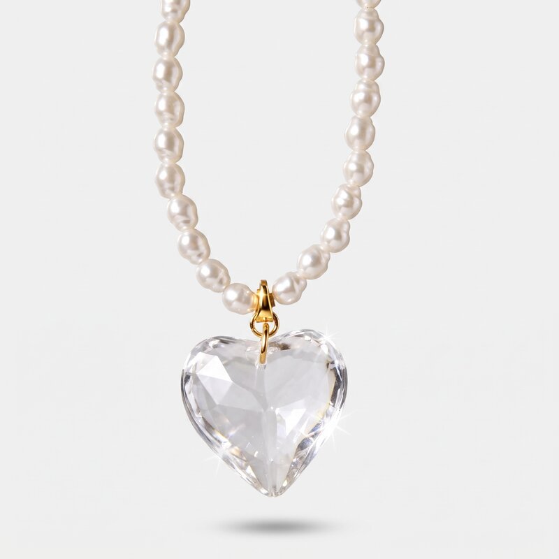 Collana in Metallo cuore trasparente con perle AMOVENEZIA - gioiello BySimon
