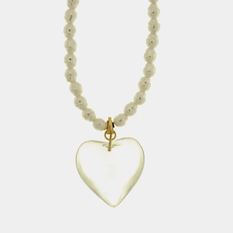 Collana in Metallo cuore trasparente con perle AMOVENEZIA - gioiello BySimon