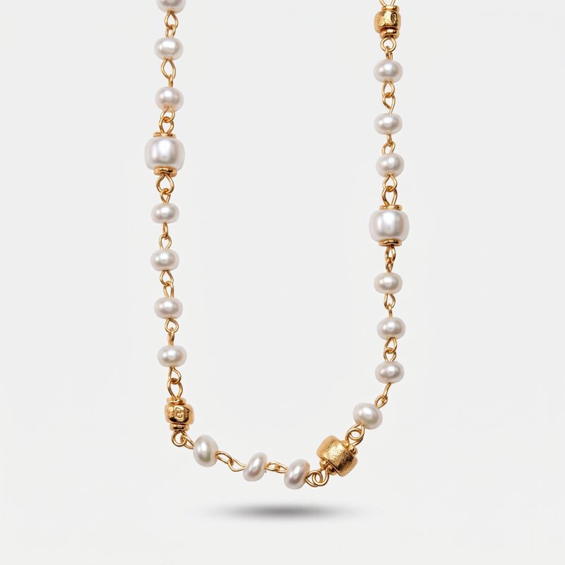 Collana in Metallo giro di perle e cristalli - BYSIMON gioielli