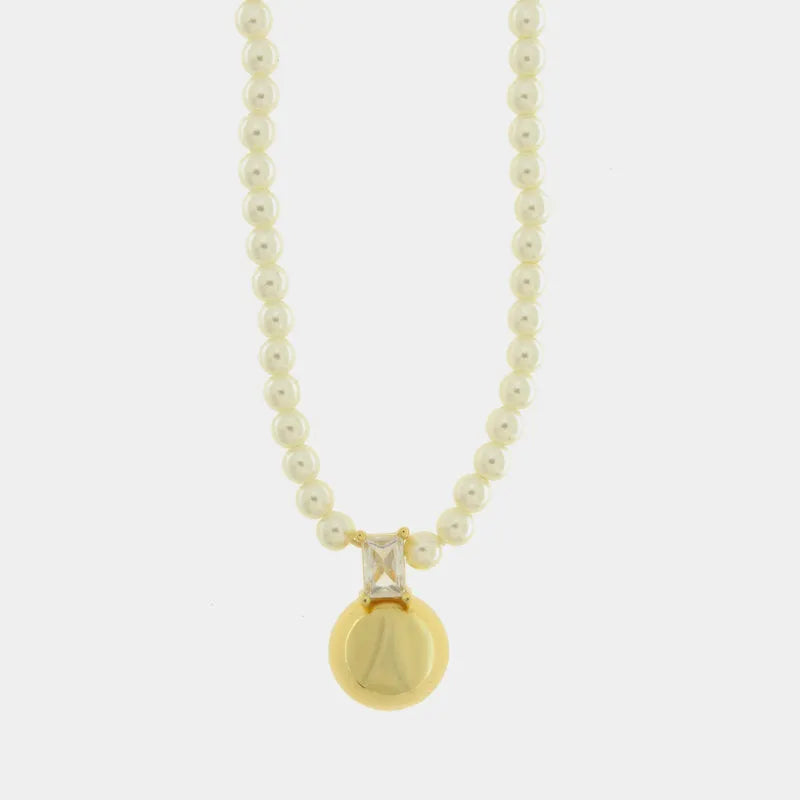 Collana in Metallo con perle e sfera lucida