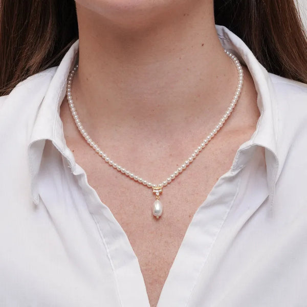 Collana in Metallo  con perle e cristallo - BYSIMON gioielli