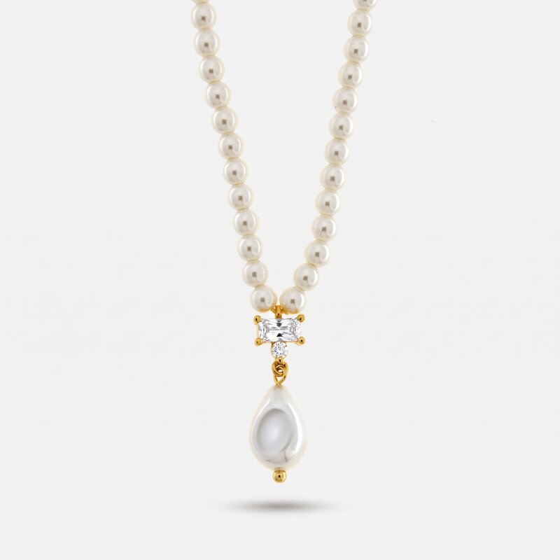 Collana in Metallo  con perle e cristallo - BYSIMON gioielli