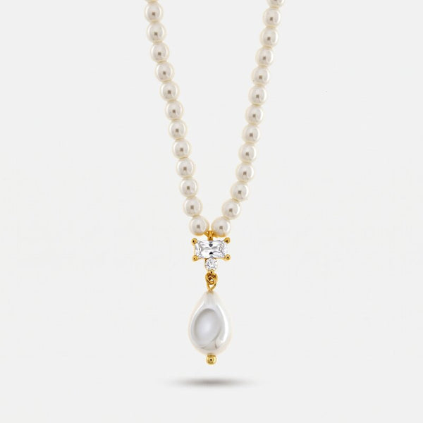 Collana in Metallo  con perle e cristallo - BYSIMON gioielli