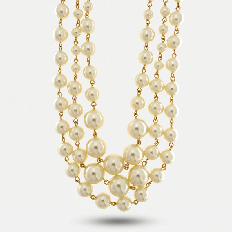 Collana in Metallo multifilo con perle - BYSIMON gioielli