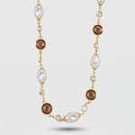 Collana in Metallo giro di perle e cristalli marroni - BYSIMON gioielli