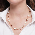 Collana in Metallo giro di perle e cristalli marroni - BYSIMON gioielli