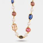 Collana in Metallo giro di perle e cristalli colorati - BYSIMON gioielli