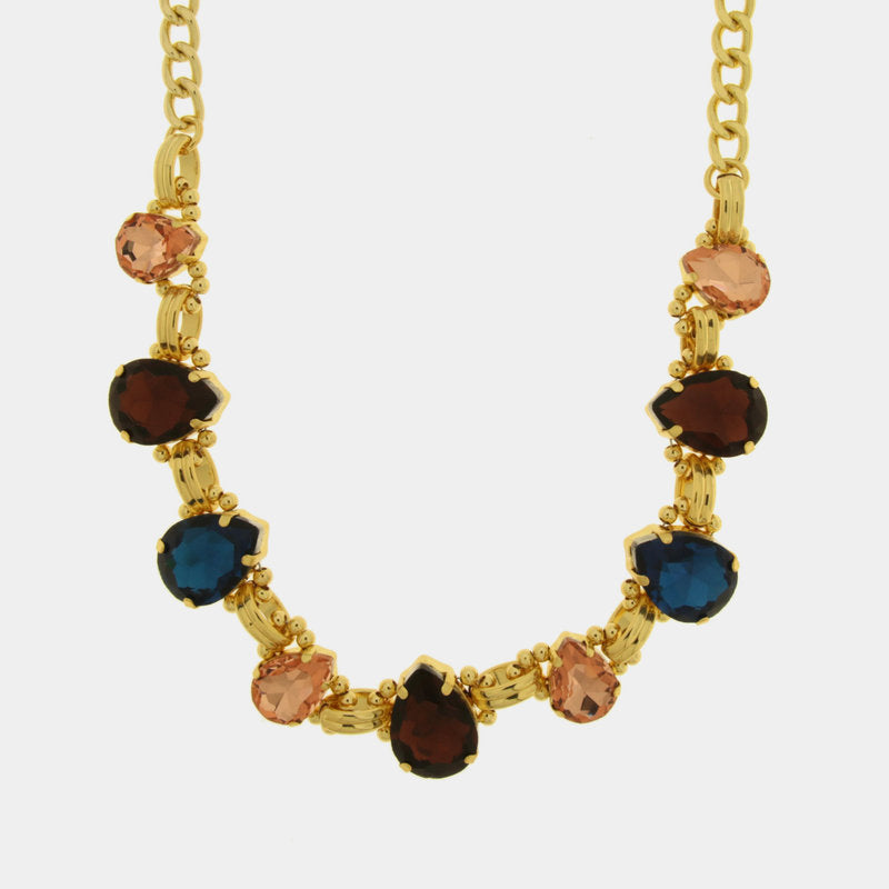 Collana in Metallo cristalli a goccia colorati