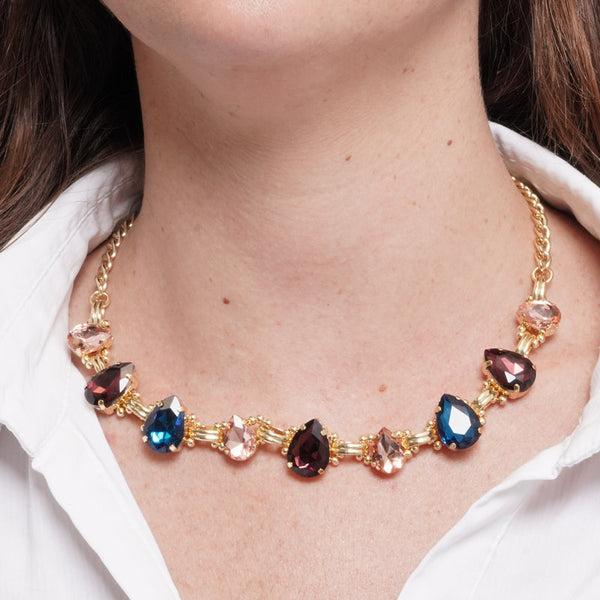 Collana in Metallo cristalli a goccia colorati - BYSIMON gioielli