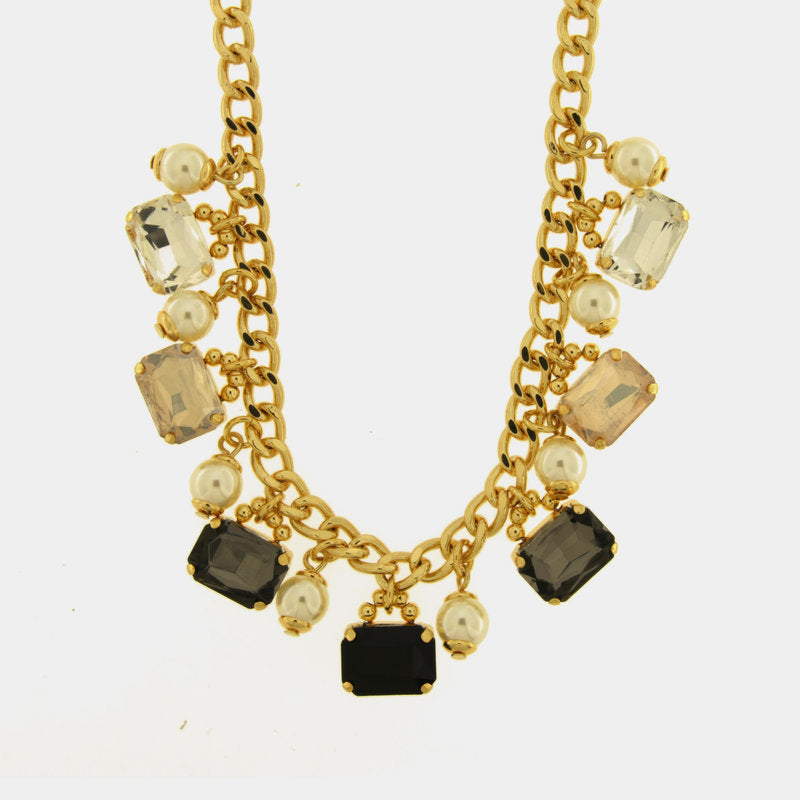 Collana in Metallo perle e cristalli - BYSIMON gioielli