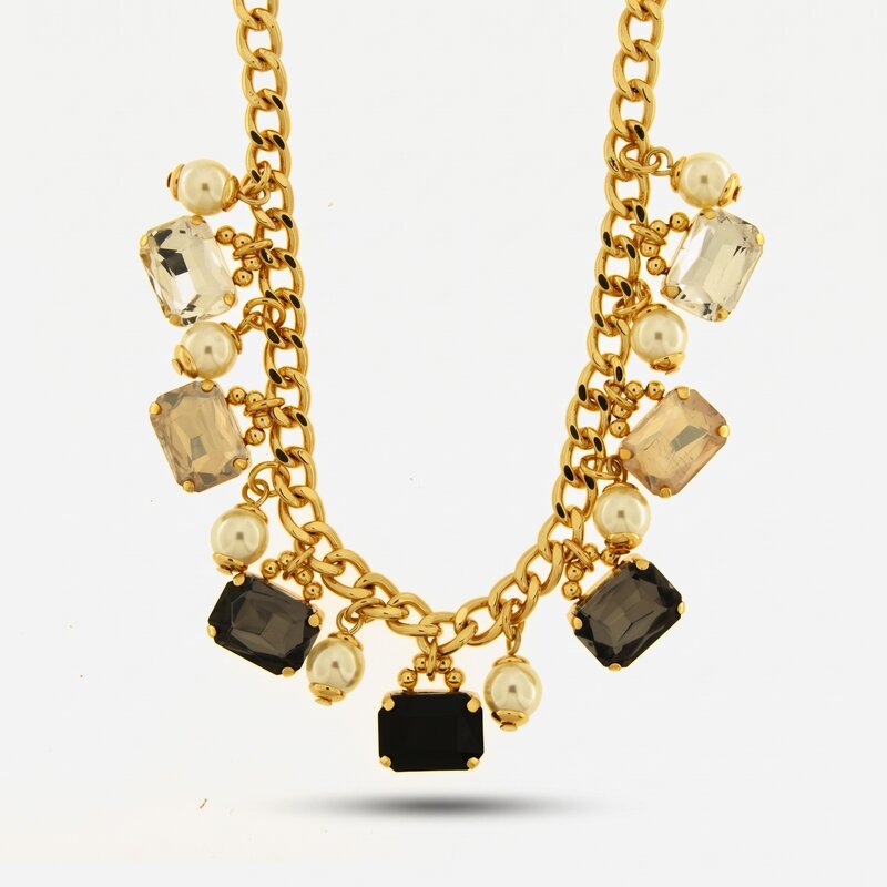 Collana in Metallo perle e cristalli - BYSIMON gioielli