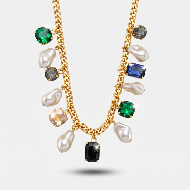 Collana in Metallo perle e cristalli - BYSIMON gioielli