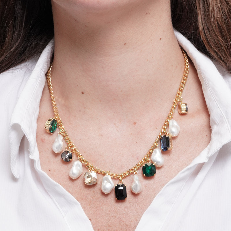 Collana in Metallo perle e cristalli