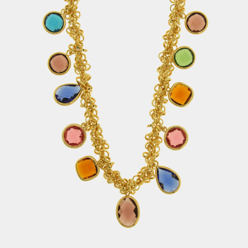 Collana in Metallo cristalli colorati