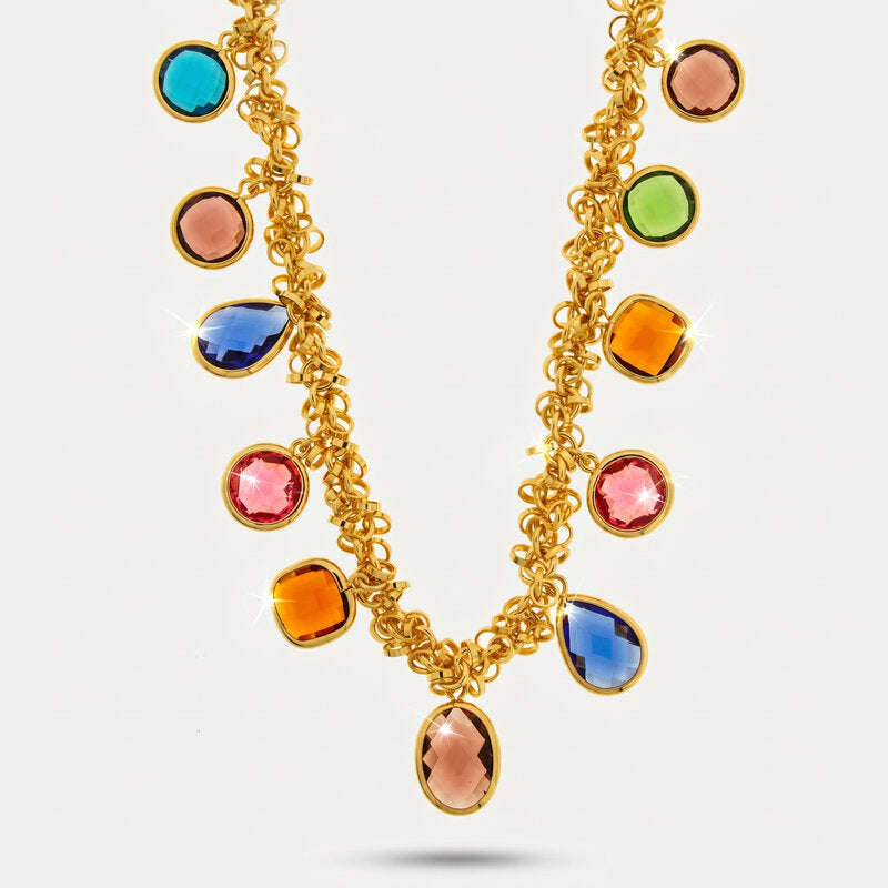 Collana in Metallo cristalli colorati - BYSIMON gioielli