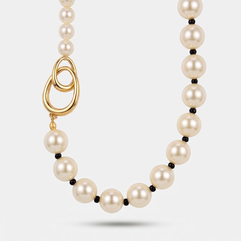 Set coordinato - Collana in Metallo cerchi intrecciati con perle