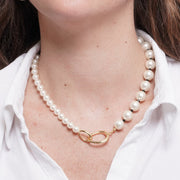 Collana in Metallo cerchi intrecciati con perle