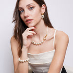 Set coordinato - Collana in Metallo cerchi intrecciati con perle
