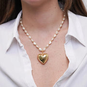 Collana in Metallo con perle e cuore lucido