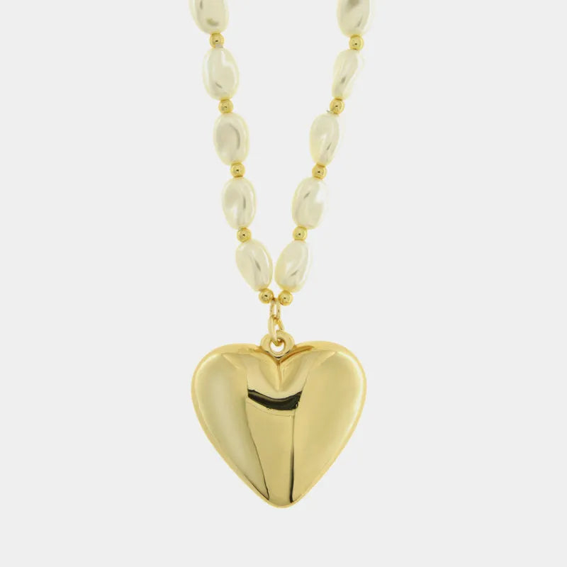 Collana in Metallo con perle e cuore lucido
