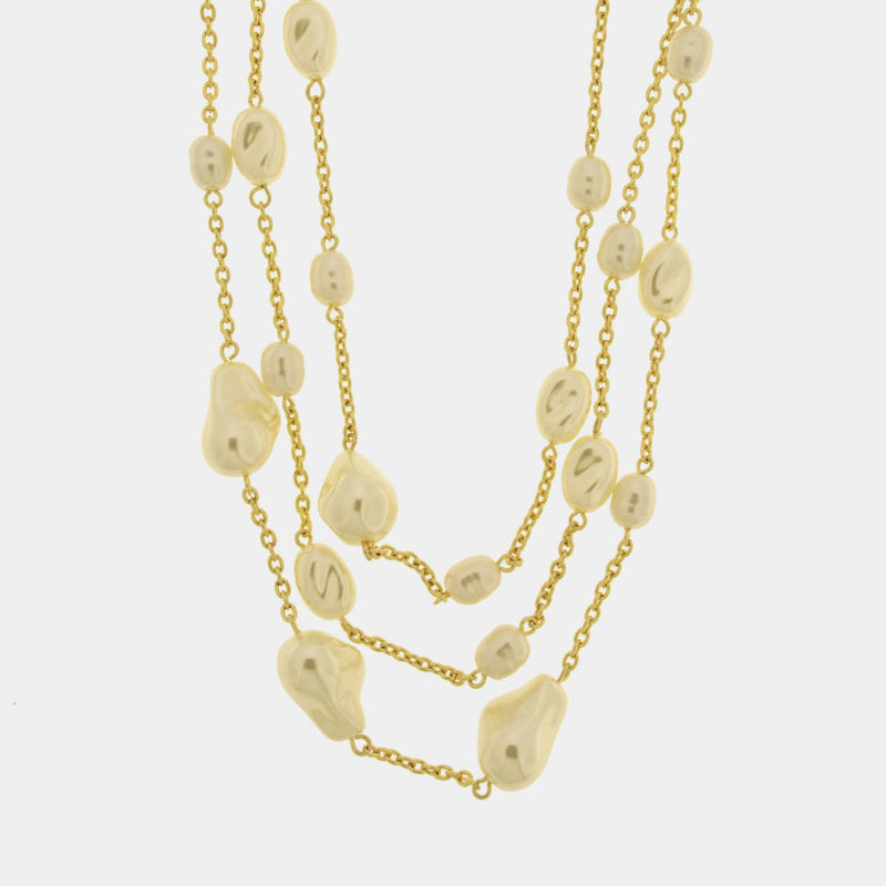 Collana in Metallo multifilo con perle - BYSIMON gioielli