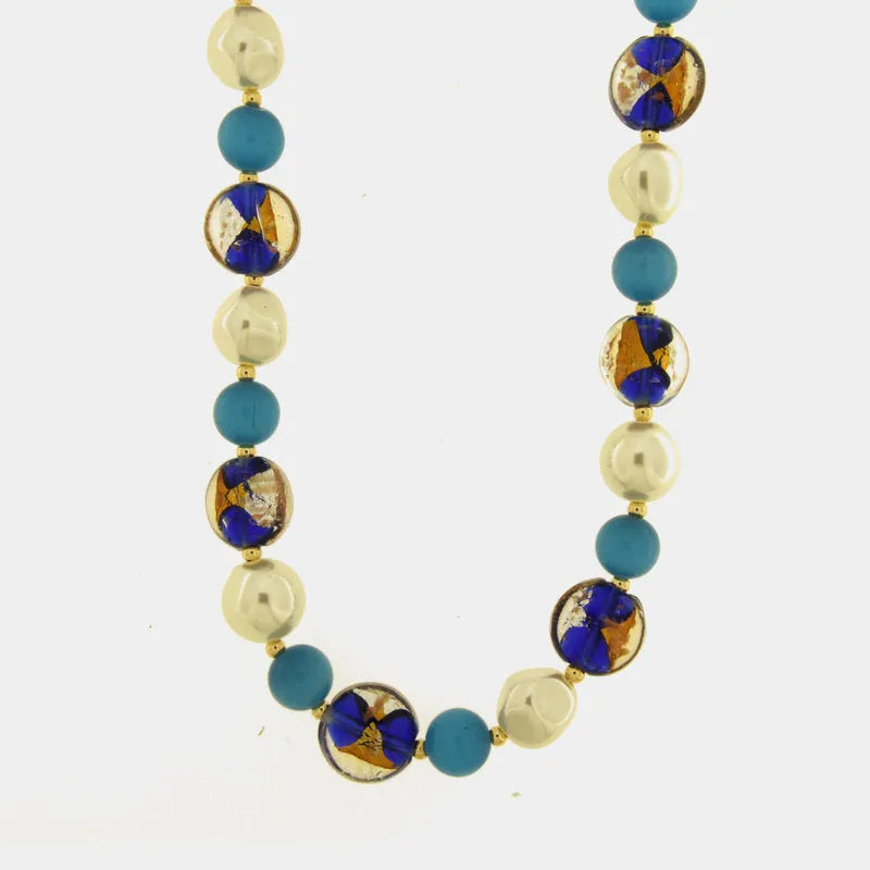 Collana in Metallo giro cristalli di Murano e perle - BYSIMON gioielli