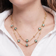 Collana in Metallo multifilo cristalli di Murano verdi