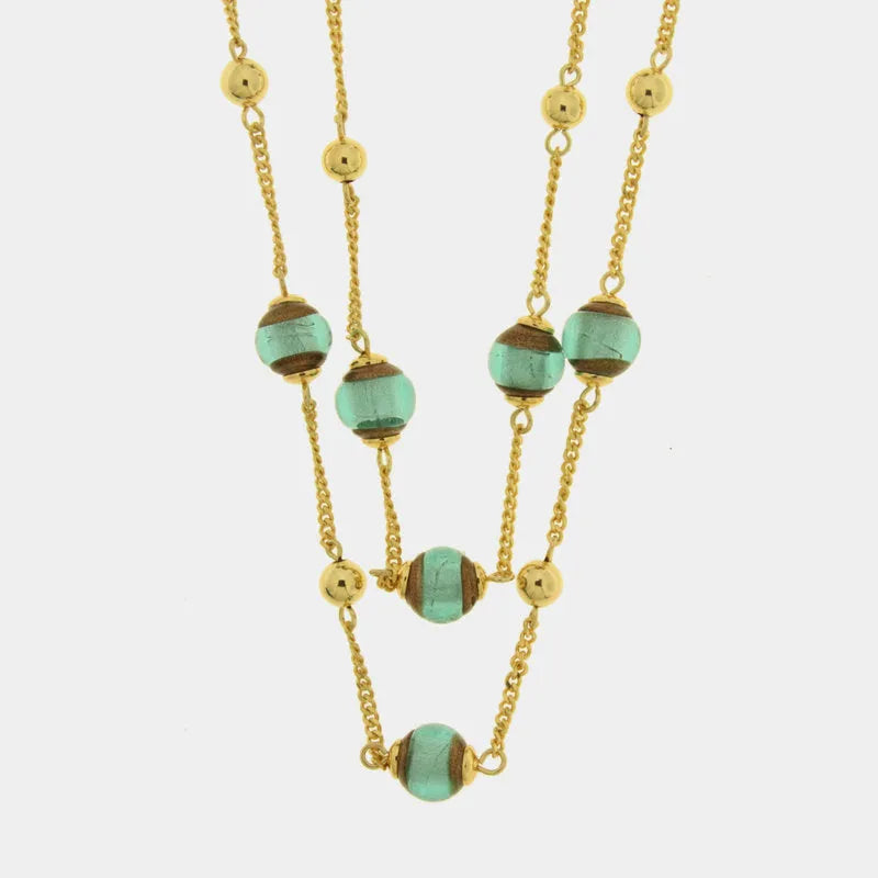 Collana in Metallo multifilo cristalli di Murano verdi