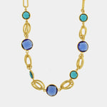 Collana in Metallo cristalli blu e azzurri - BYSIMON gioielli