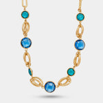 Collana in Metallo cristalli blu e azzurri - BYSIMON gioielli
