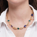 Collana in Metallo cristalli blu e azzurri - BYSIMON gioielli