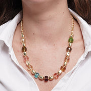 Collana in Metallo cristalli colorati