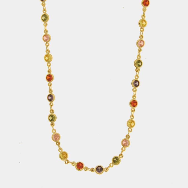 Collana in Metallo giro di cristalli colorati - BYSIMON gioielli
